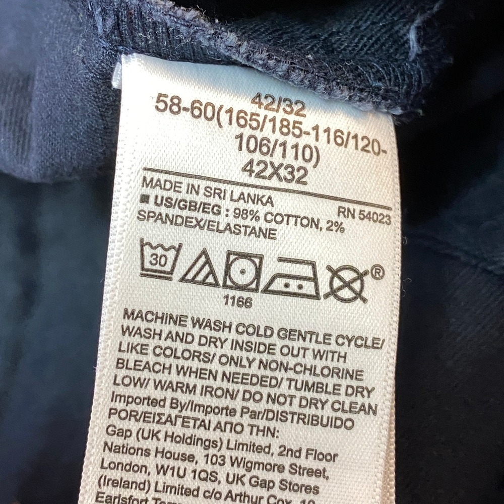 Gap Chino Pants Mens 42x32 Skinny Navy Blue Stretch Cotton Trousers - Picture 4 of 9